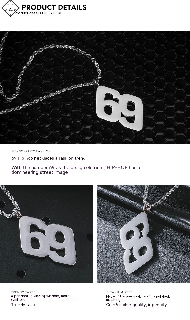 Title 6, Calle Hip-hop 69 Collar Moda Simple Digital Hom...