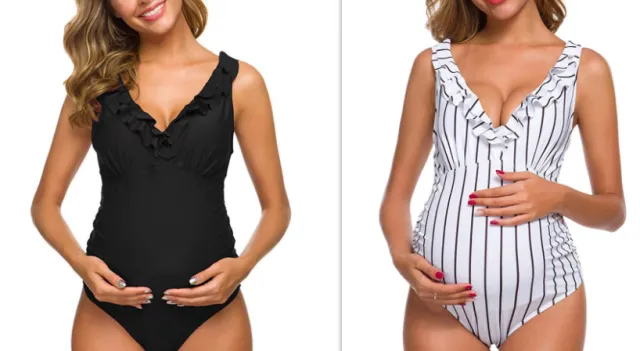 Pregnant women one piece bikini Black And White - Shop at LoveMi