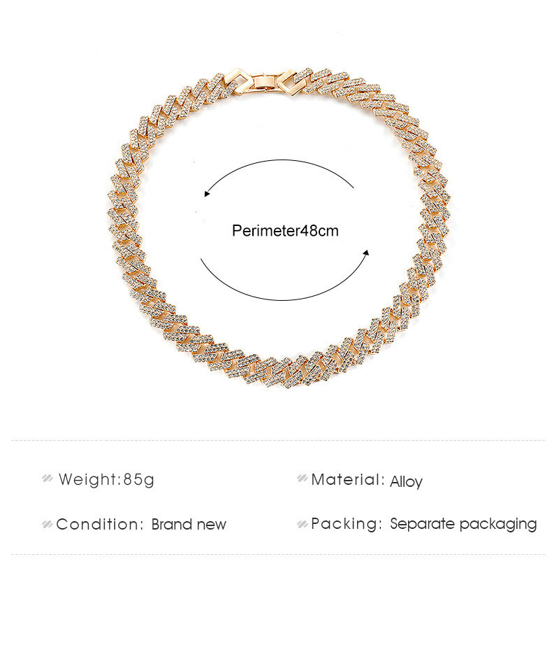 سلسلة عنق بتصميم بونك كوبية مع ألماس