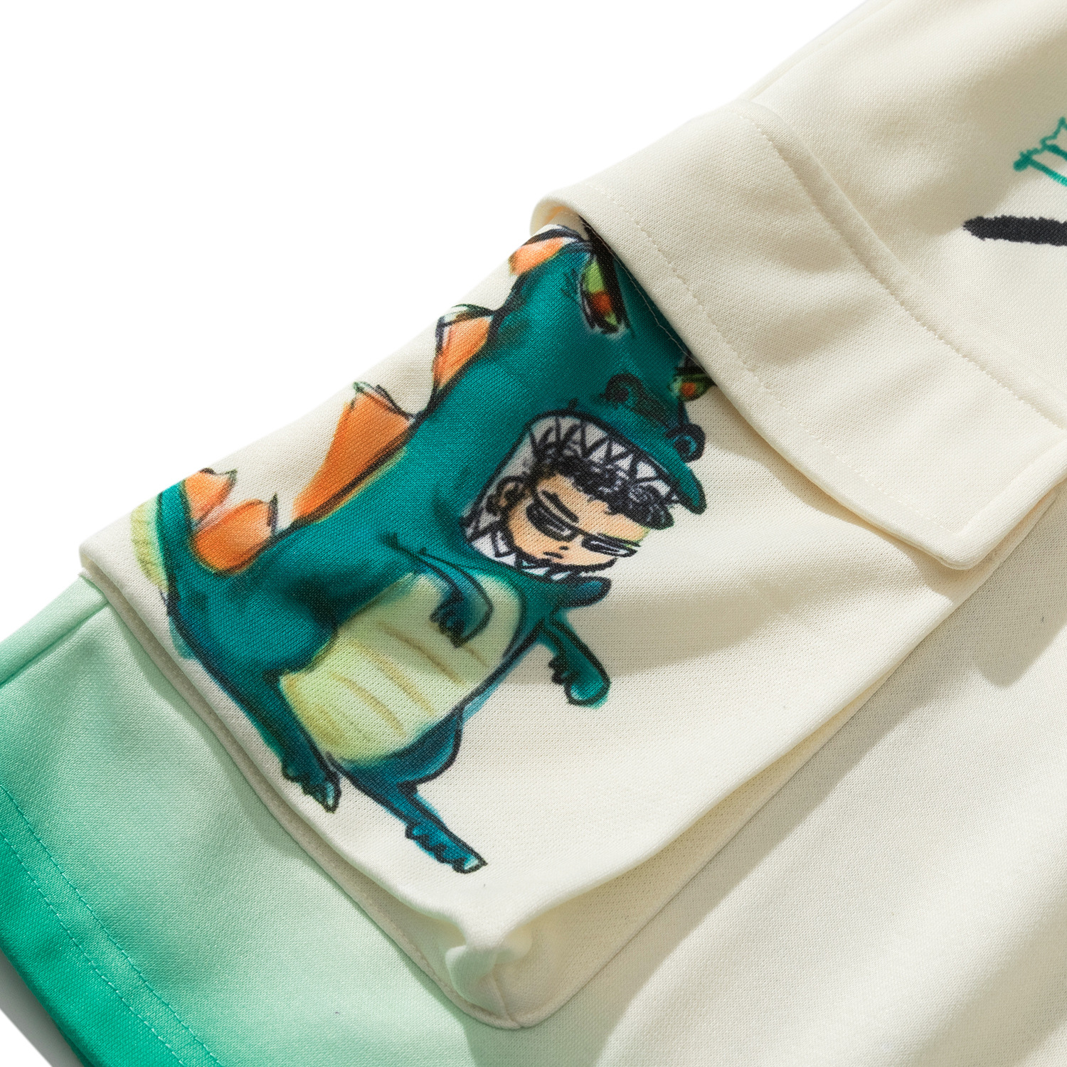 Fashion Cartoon Print Men's Multi-pocket Five-point Pants