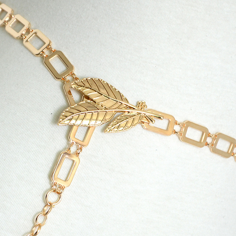 Title 2, Ladies Metal Waist Chain With Metal Leaf Decora...