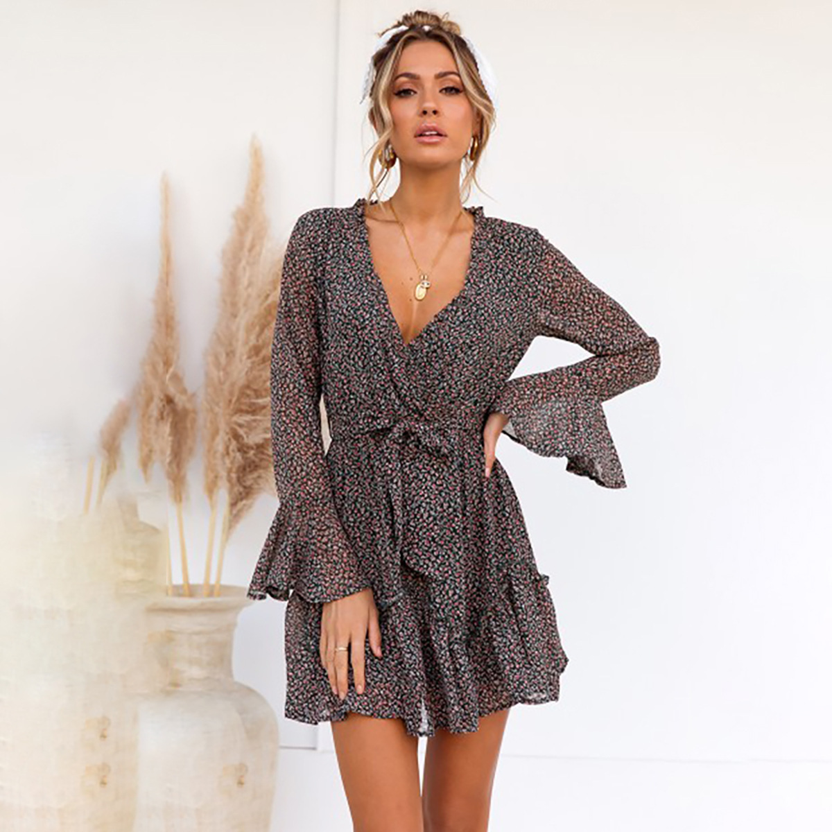 Women's Floral Waist Dress Women's Outer Wear