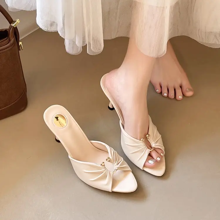 Elegant Nude Stiletto One-Strap Sandals