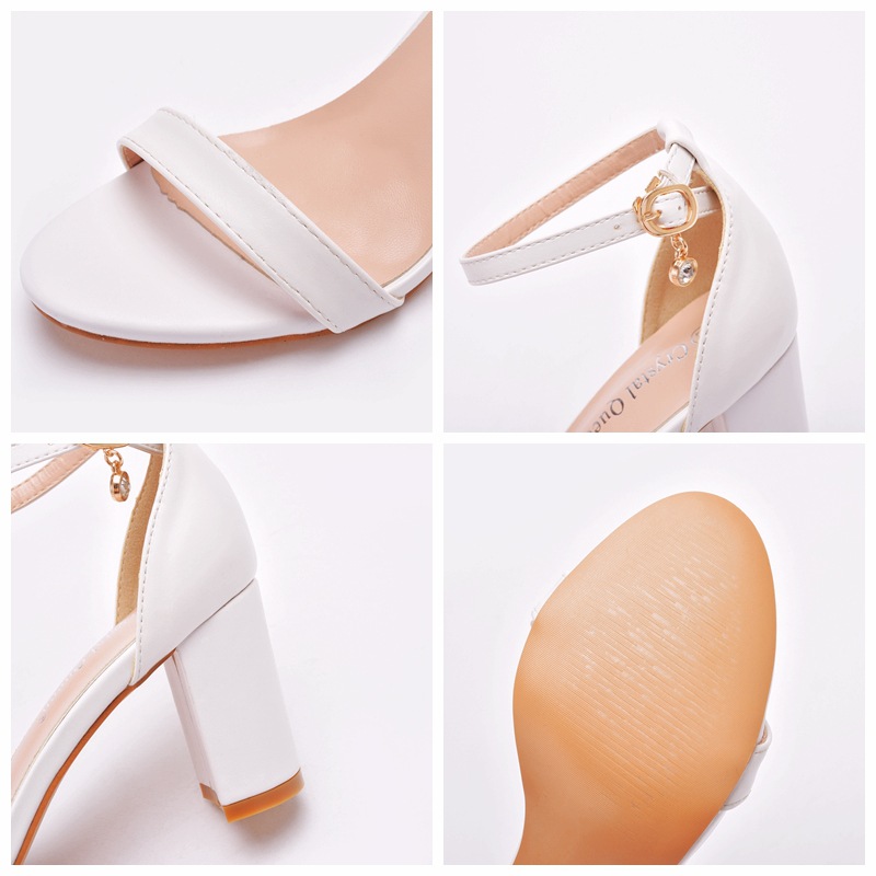 Title 7, 7cm Chunky Heel Low-cut Square-strap Round Toe ...