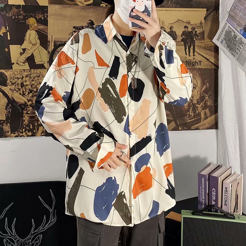 Hong Kong Style Vintage Floral Shirt Men