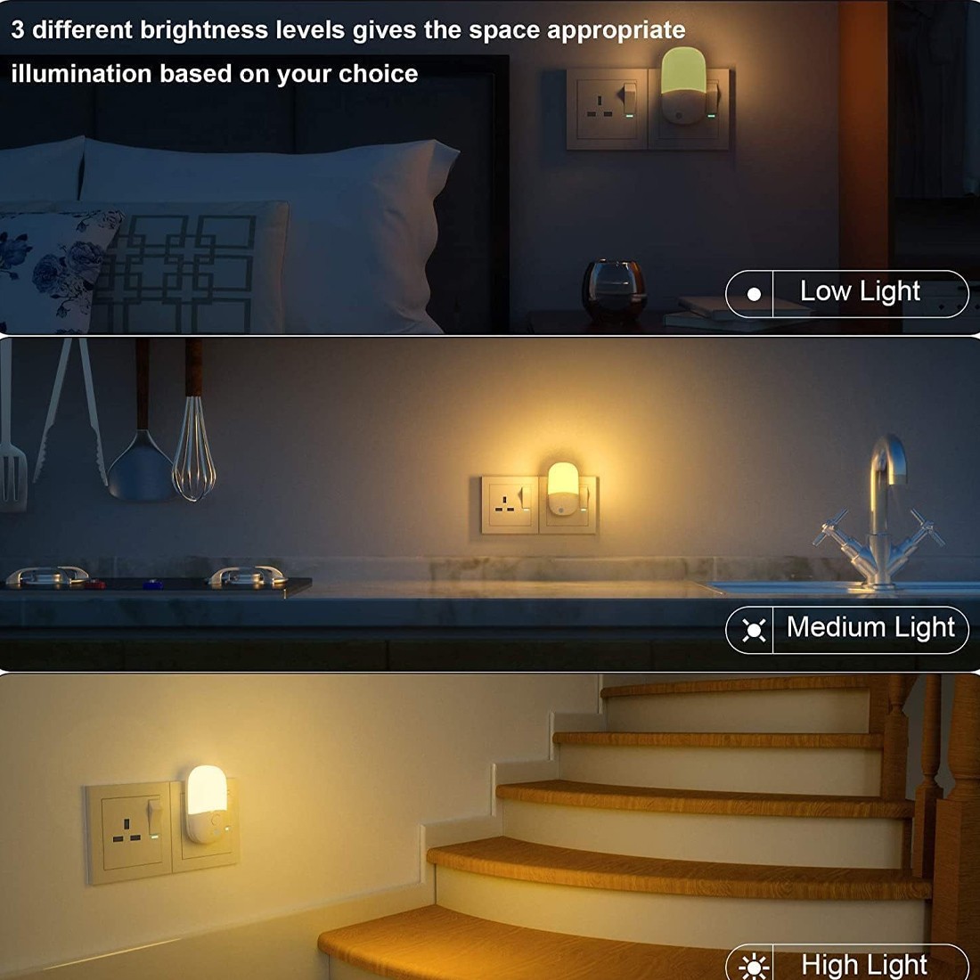 4Pack Night Light Plug In Wall, Automatic Sensor With Dusk To Dawn — image 2