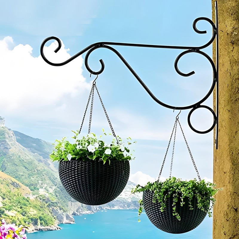 4X Heavy Duty Garden Metal Hanging Basket Brackets Plant Hanger Hook Wall Decor — image 6