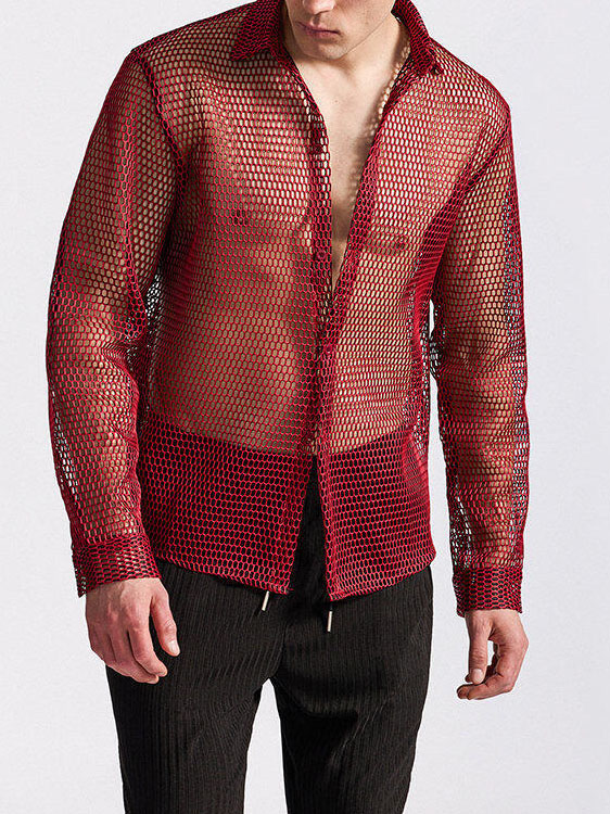 Men's Openwork Long-sleeved Shirt