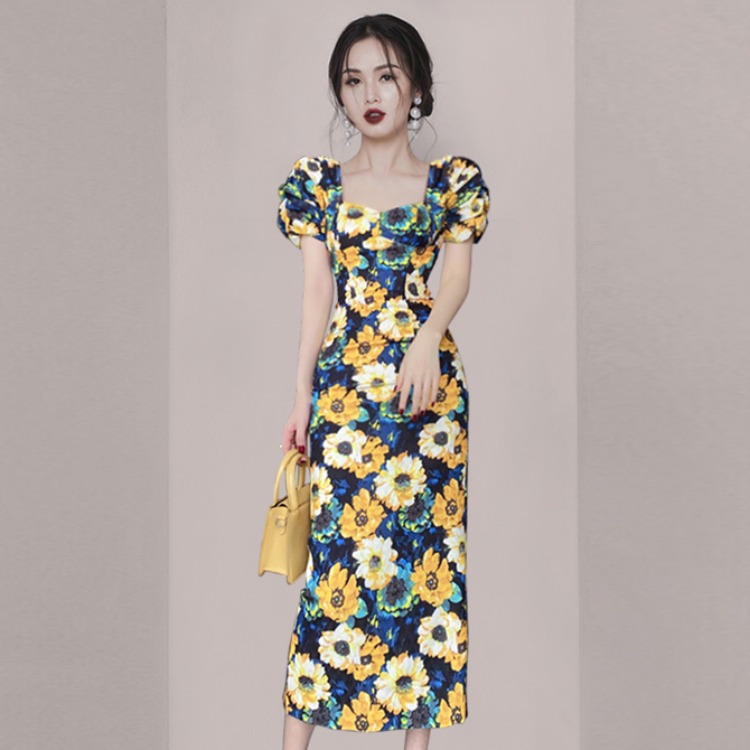 Slim Fit Printed Mid-length Hip Skirt