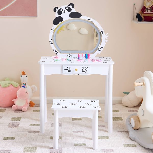 Black And White Panda MDF Painted Finish, Solid Wood Legs, 1-drawer Children's... 10