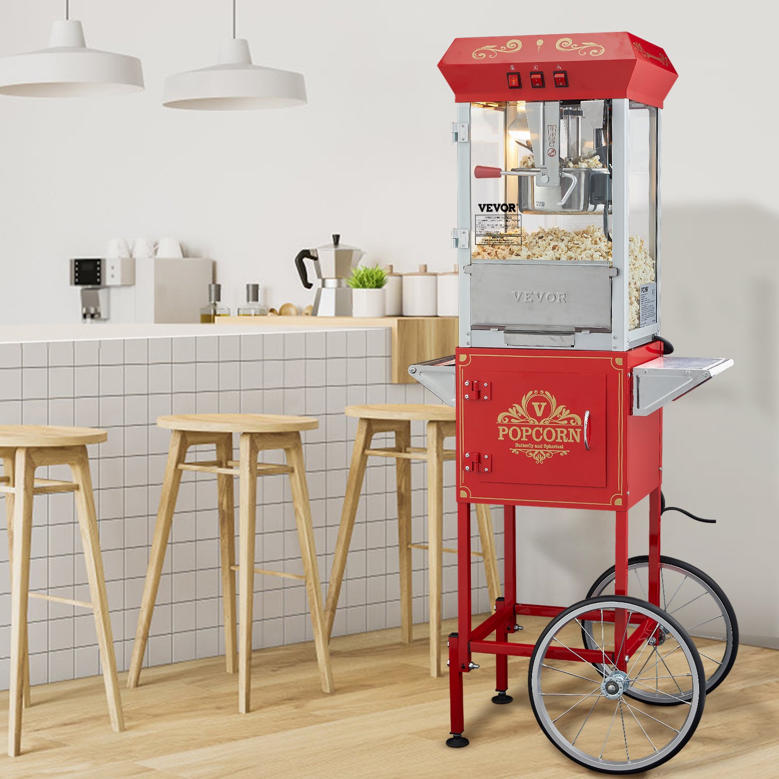 Popcorn Popper Machine 8 Oz Popcorn Maker With Cart 850W 48 Cups Red image 3