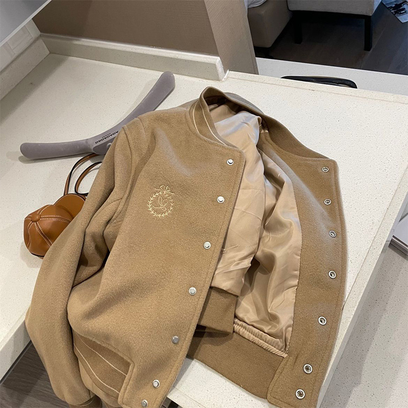 Women's New Loose Baseball Jacket Solid Color