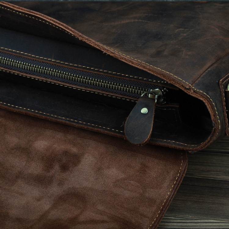Retro First Layer Cowhide One-shoulder Messenger Bag — foto 7