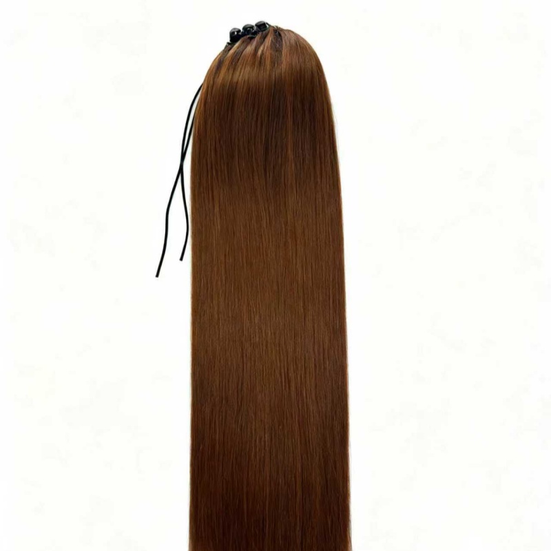 Straight Ponytail Extension Drawstring Ombre Brown LongClip-in Hairpiece For... 4