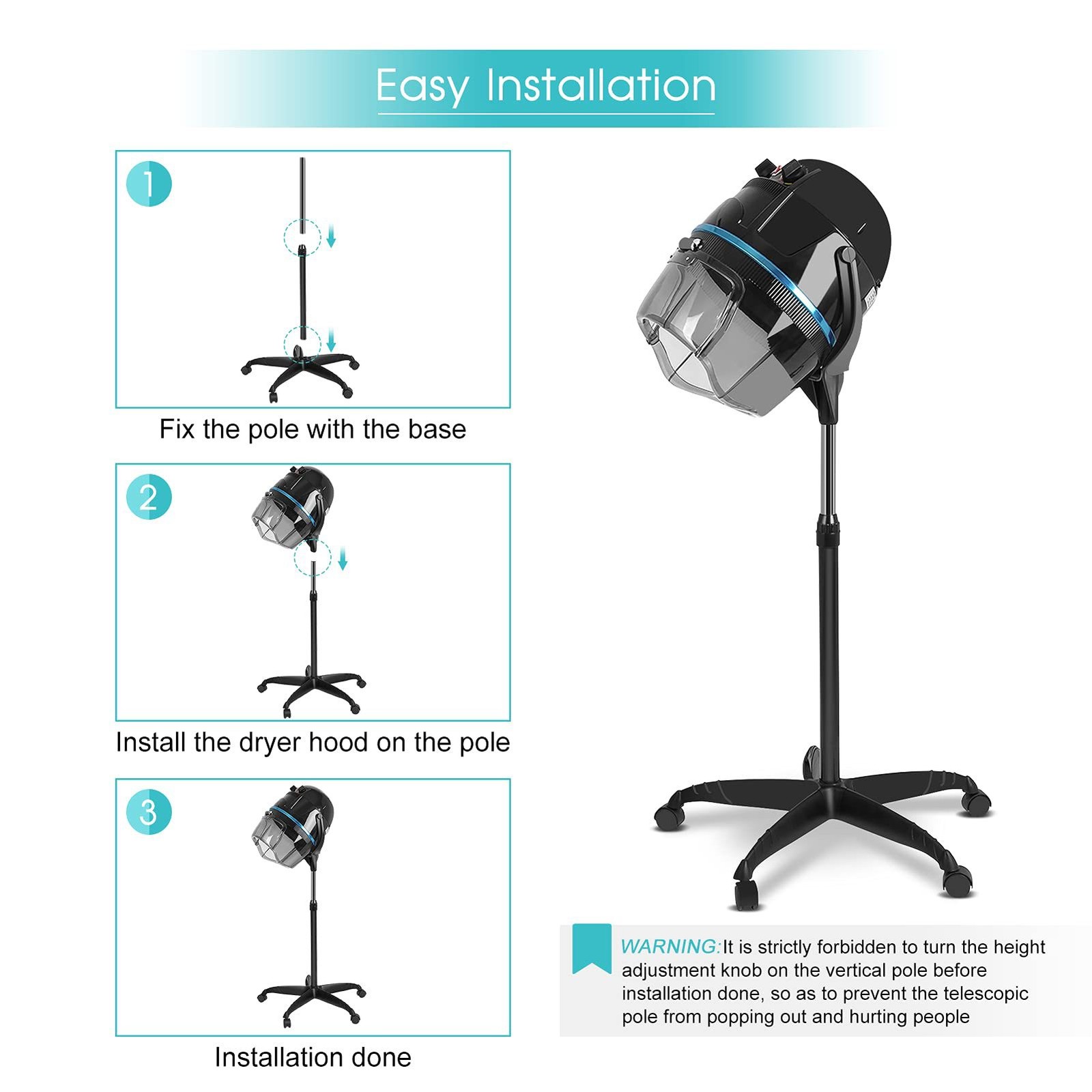 Salon Hair Dryer Hood Floor Stand Professional Hairdresser