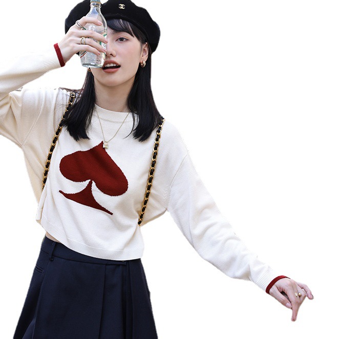 Hot Sale Short Poker Pattern Short Sweater Knit