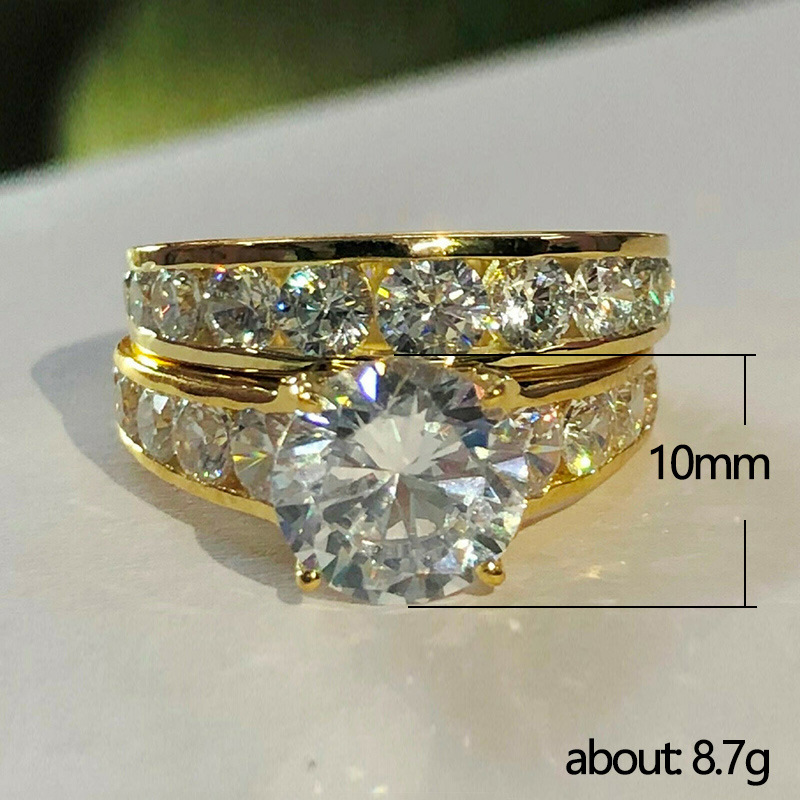 Title 2, Luxury Wedding Rings Gold Plated Full Rhineston...