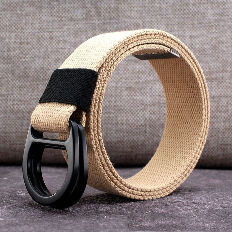 Men's Outdoor Leisure Canvas Belt Double Ring Buckle