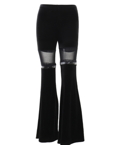 Title 5, Mesh Panel Slim Fit High Waist Flare Pants