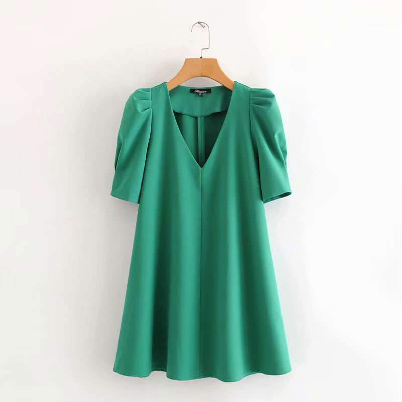 European And American Women's Dress With Puffy Sleeves