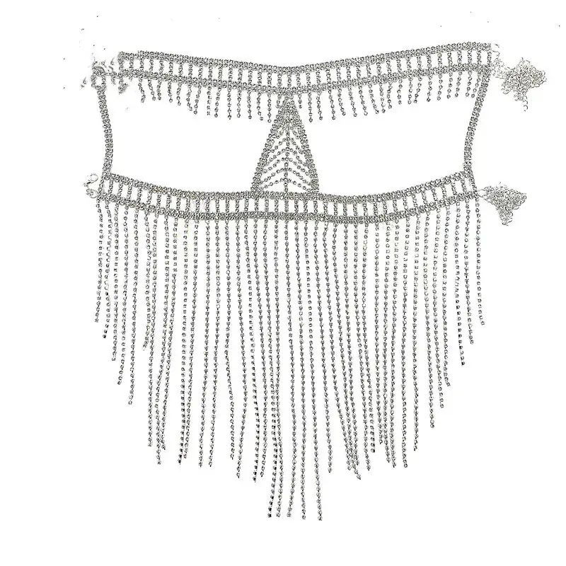 Exaggerated Long Fringed Rhinestone Head Facing Chain Women