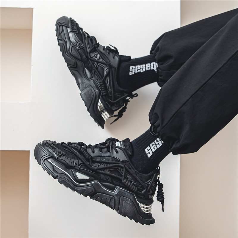 Flow Platform Shoes Youth Pure Color Tied Dad Shoes