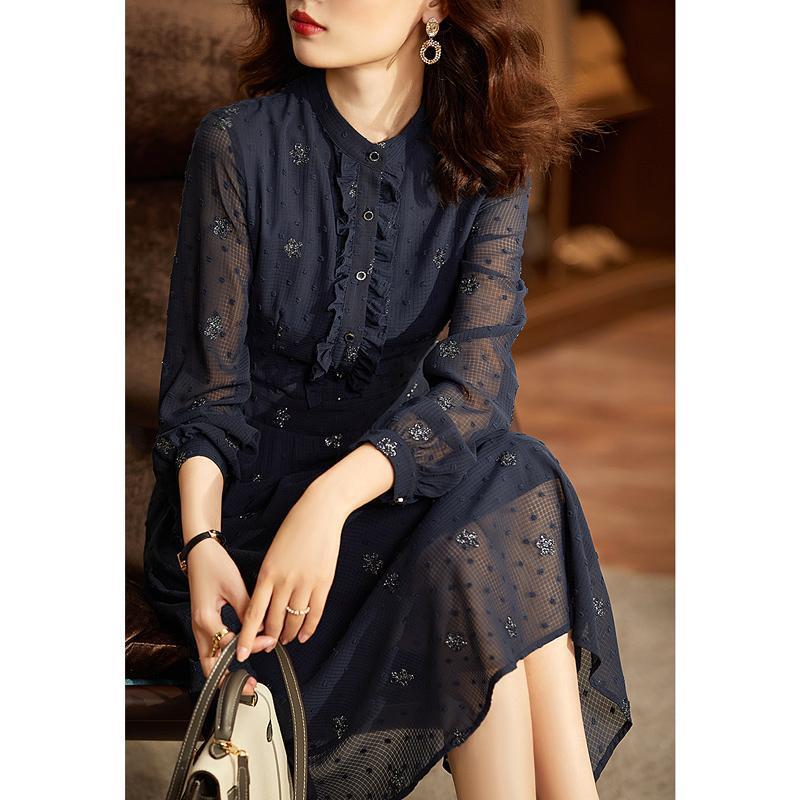 Long-Sleeve A-Line Midi Dress, picture 3 of 5