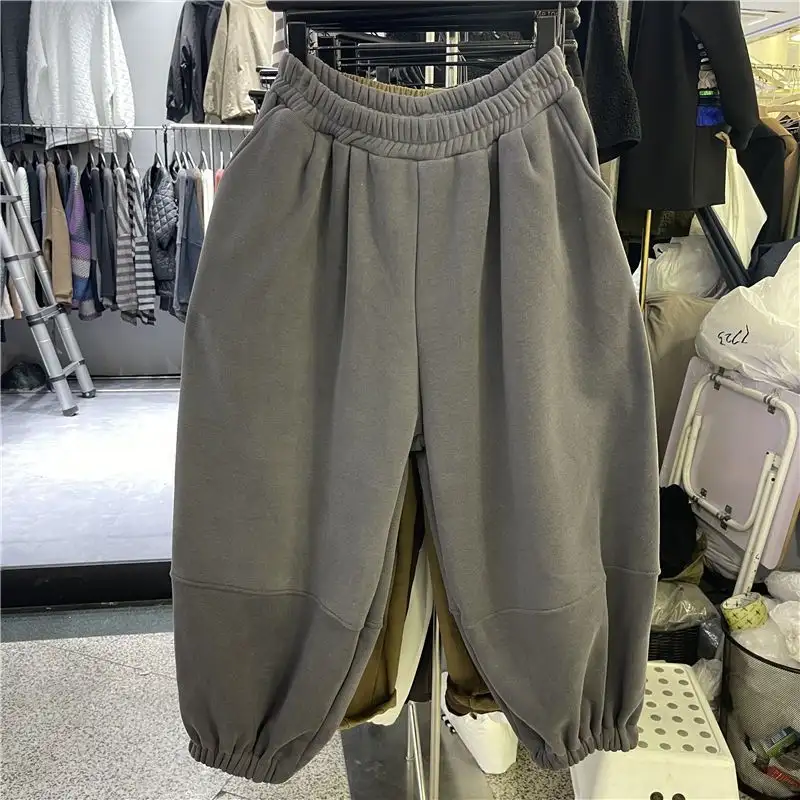 Large Size Women's 300 Jin Plus Fleece Thickened Bundle Feet Haren Pants