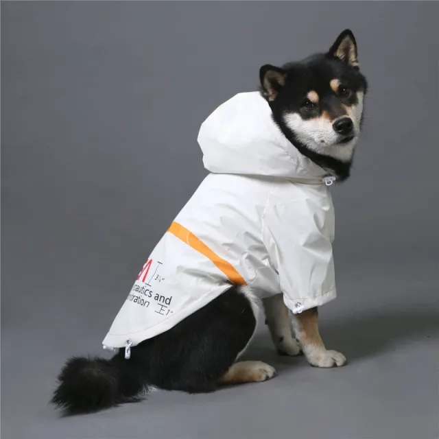 Tide Brand Windproof Rainproof Reflective Space Suit Pet Raincoat White - Shop at LoveMi