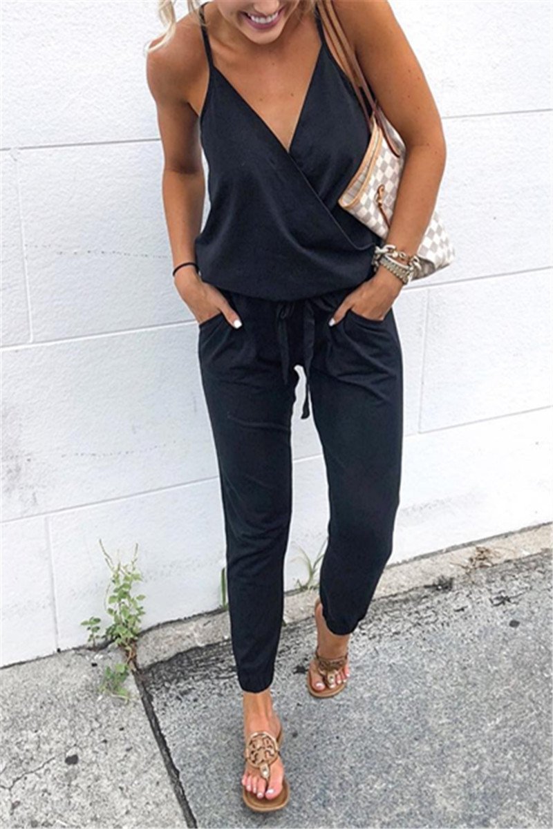 Title 4, Casual dames jumpsuit met vetersluiting, zakken...