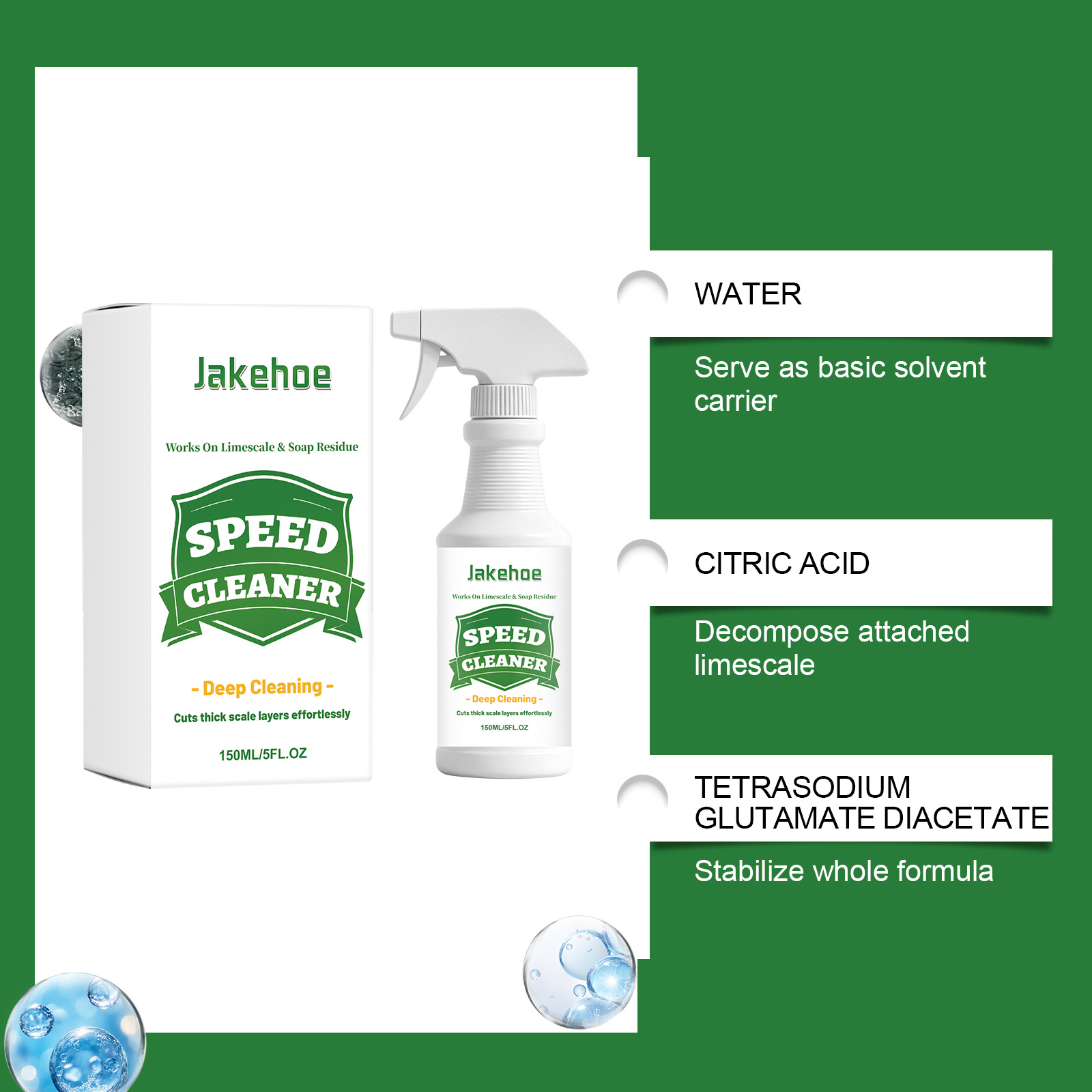 JAKEHOE Multi-Purpose Cleaner Gentle Daily Cleaning For Furniture, Kitchen And Bathroom Stains And Grime Removal. 2