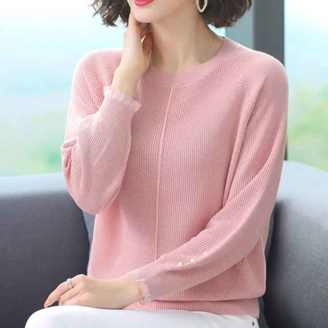 New Style Long sleeved Sweater Loose Sweater Women Pink - Shop at LoveMi