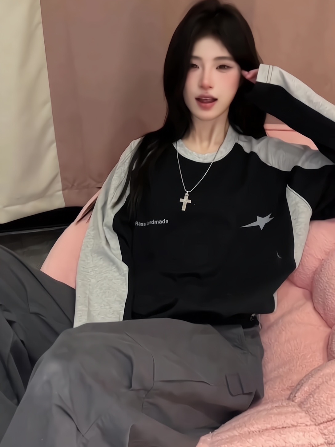 American Retro Design Sense Niche Star Loose Top