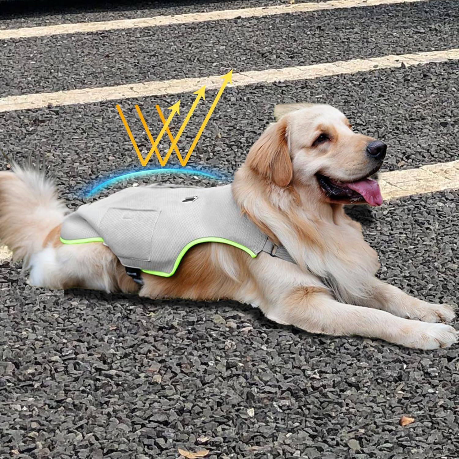 Dog Cooling Vest With Ice Packs, Reflective Adjustable Cooling Vest For Dogs With Leash Ring For Hot Weather Cooling Harness For Large Medium Dogs Grey view 6