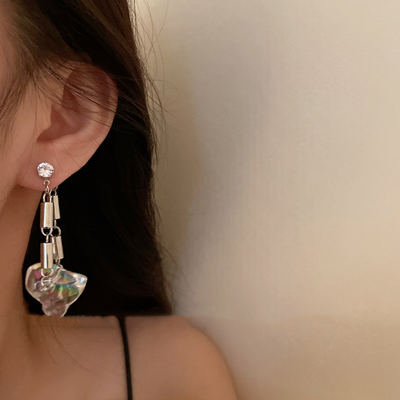 925 Silver Pin South Korea Two Wearing Diamond Geometric Earrings