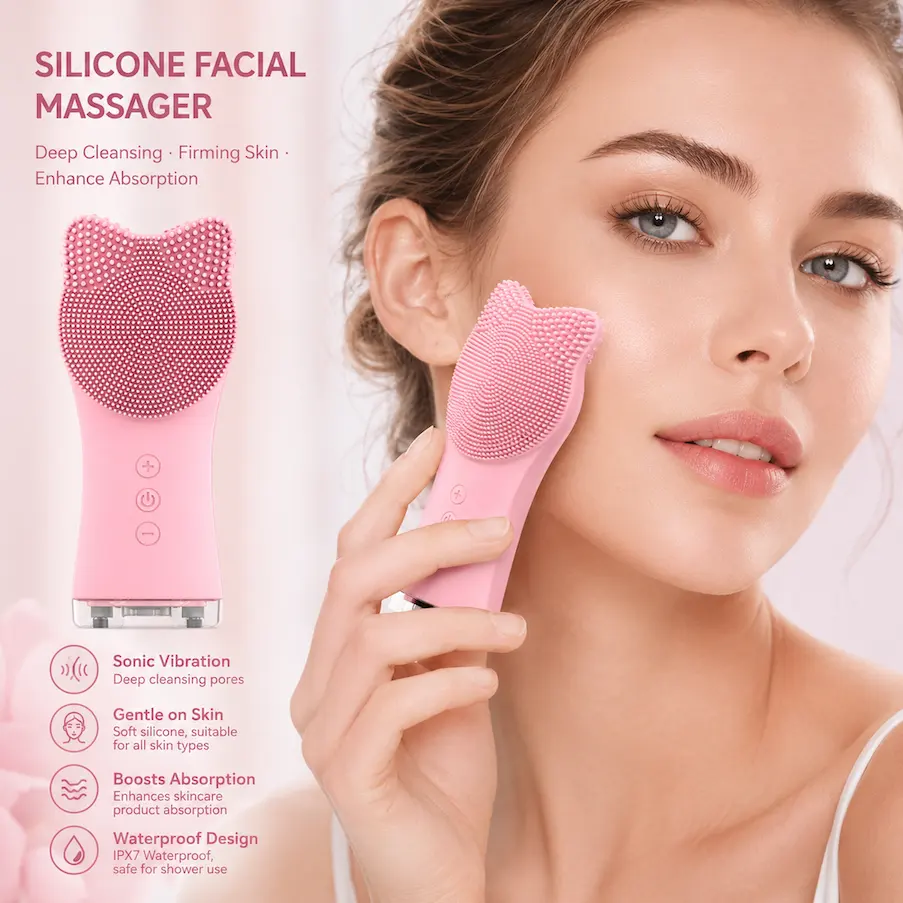 Handheld 2-in-1 Electric Silicone Facial Cleansing Brush