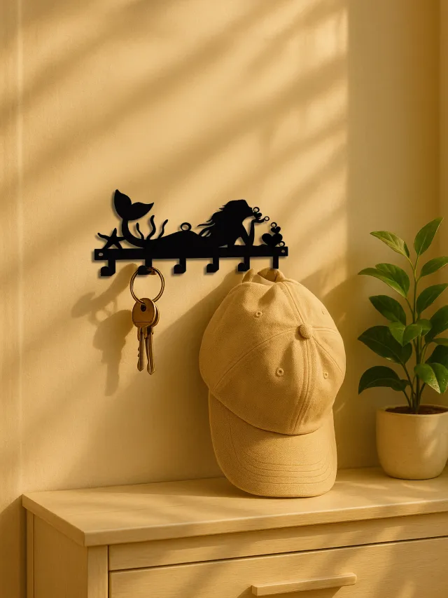 Wall mounted Single Hanger With Built in Key Holder,The Decorative Hooks Look At The Picture - Shop at LoveMi
