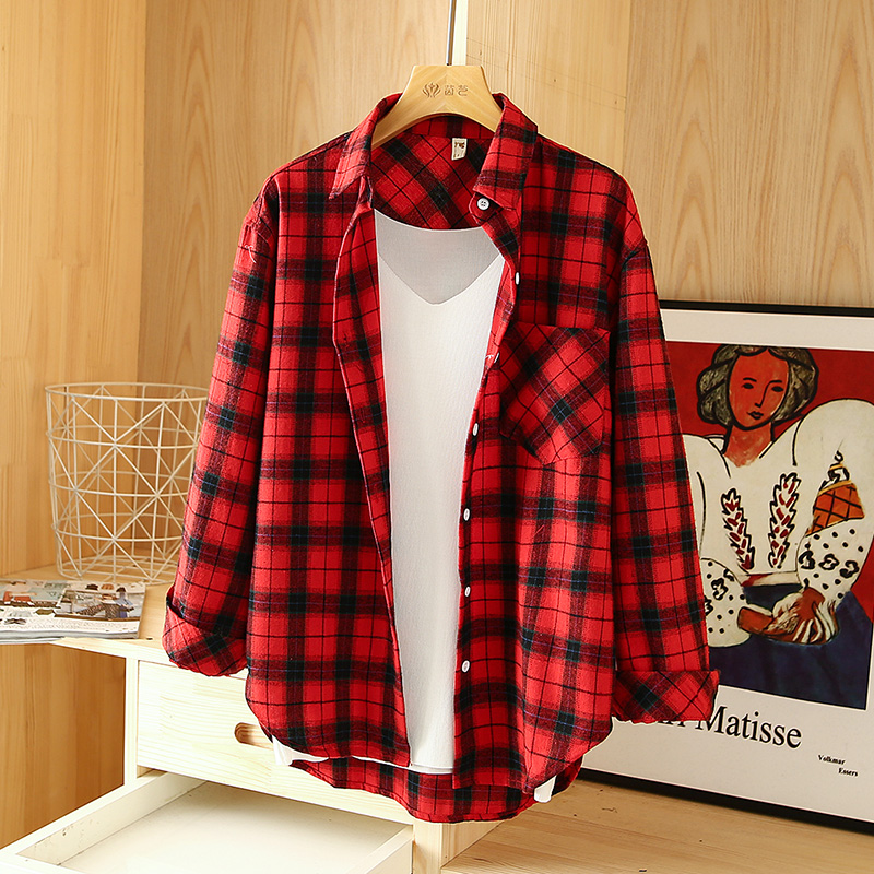 Title 9, Plaid Retro Shirt Jacket Design Sense Niche Tops