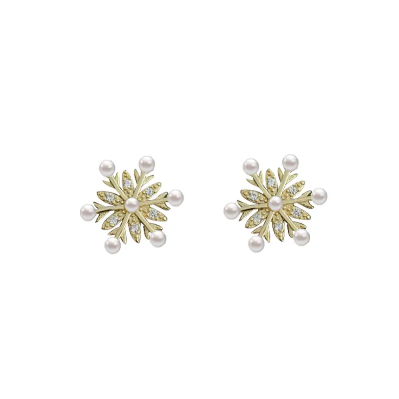 Aestheticism Snowflake Pearl Earrings Ins Female