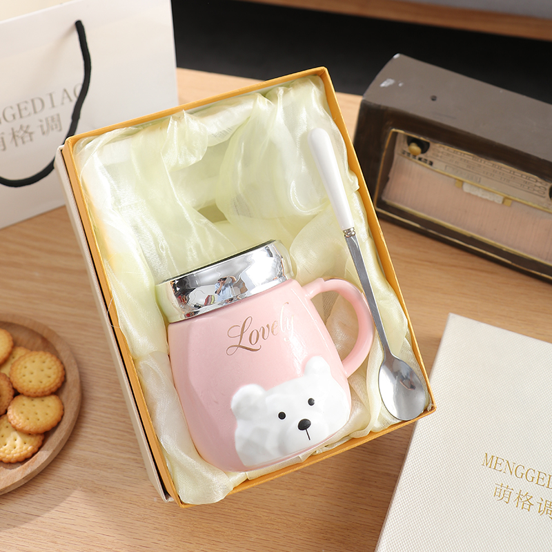 Ins Style Ceramic Couple Mug With Lid Office