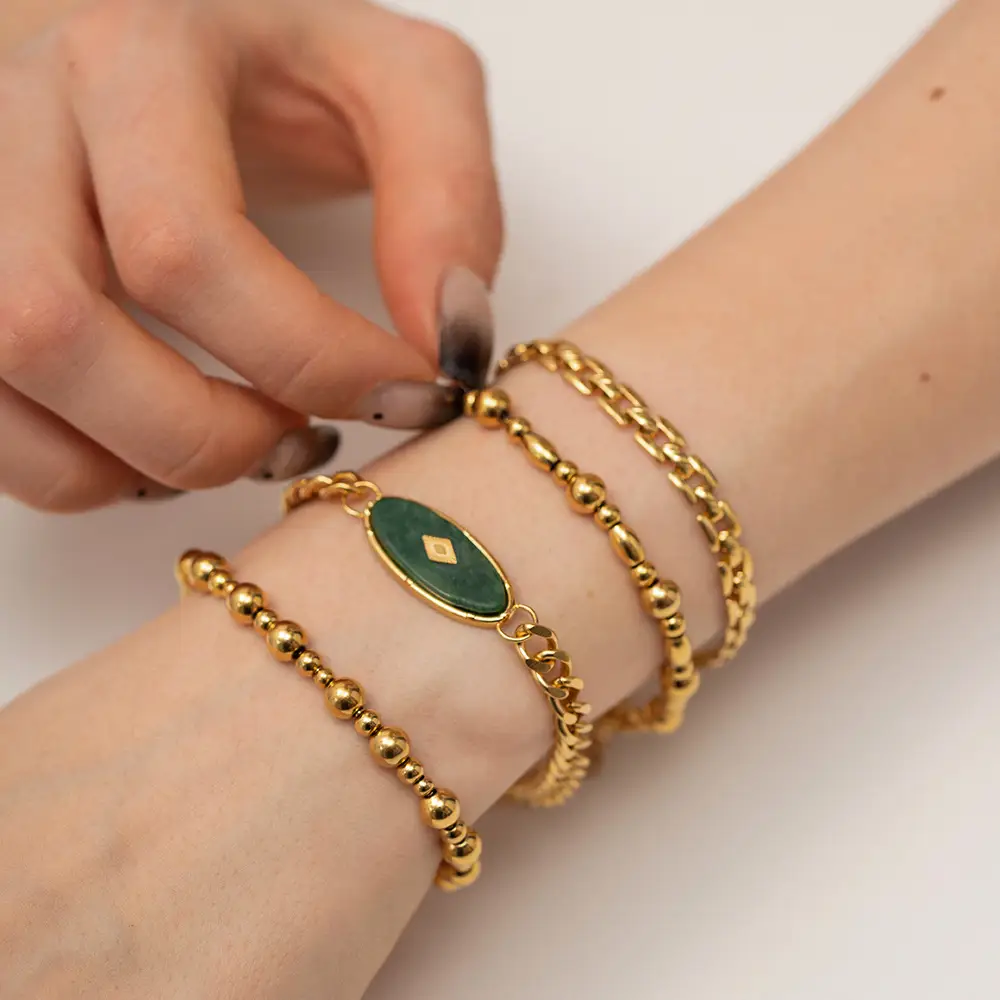 Ethnic Style Inlaid African Jade Vintage Bracelet Non-fading Light Luxury Minority