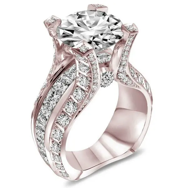 Rose Gold Electroplated Oval Shaped Zircon Engagement