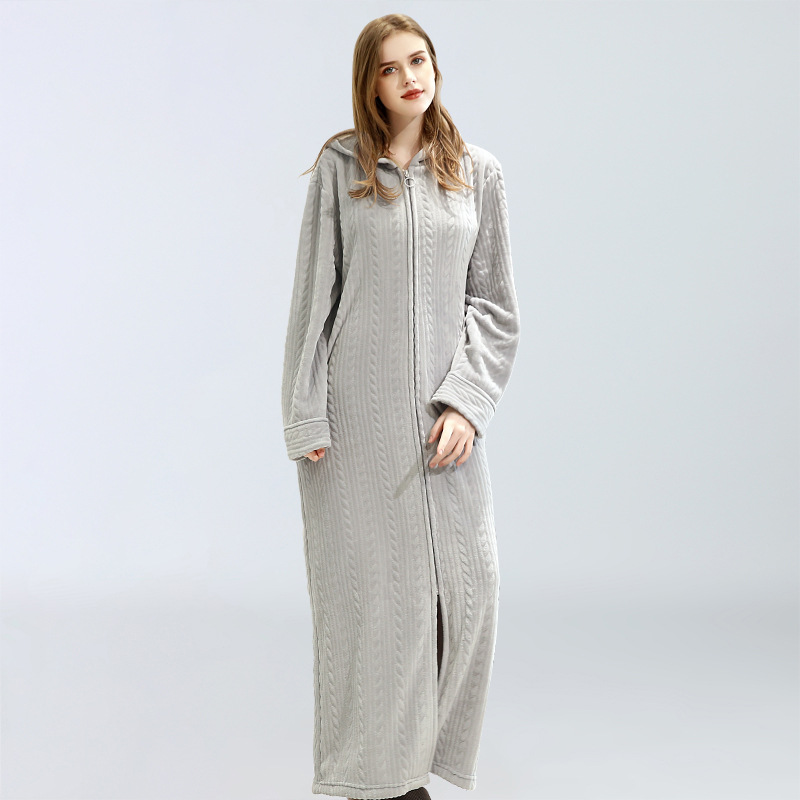 Title 4, Flannel extended thermal night gown with hood