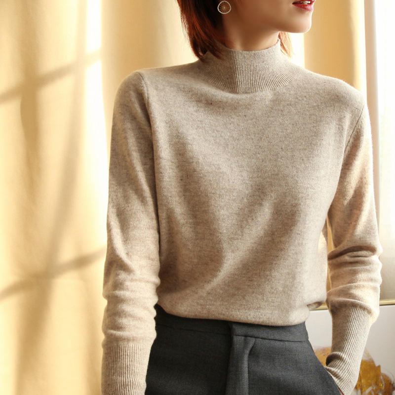 Women's Thick Woolen Sweater With Half High Neck Bottoming Sweater