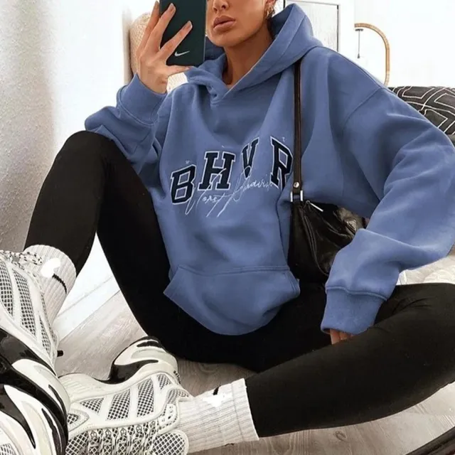 Game Letter Printing Plush Warm Long sleeved Sweater Blue - Shop at LoveMi