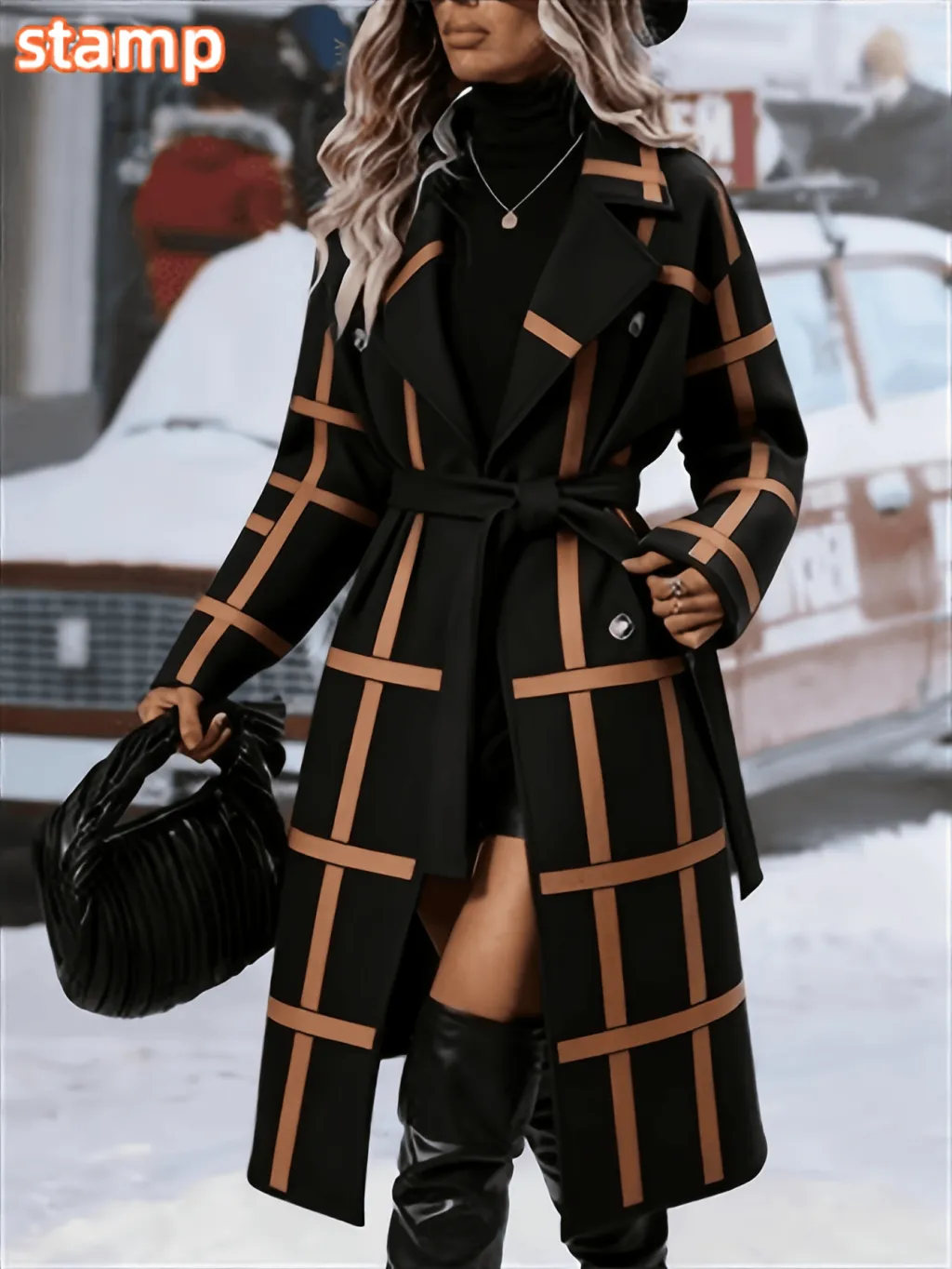 Fashionable Casual Long Coat - Black4