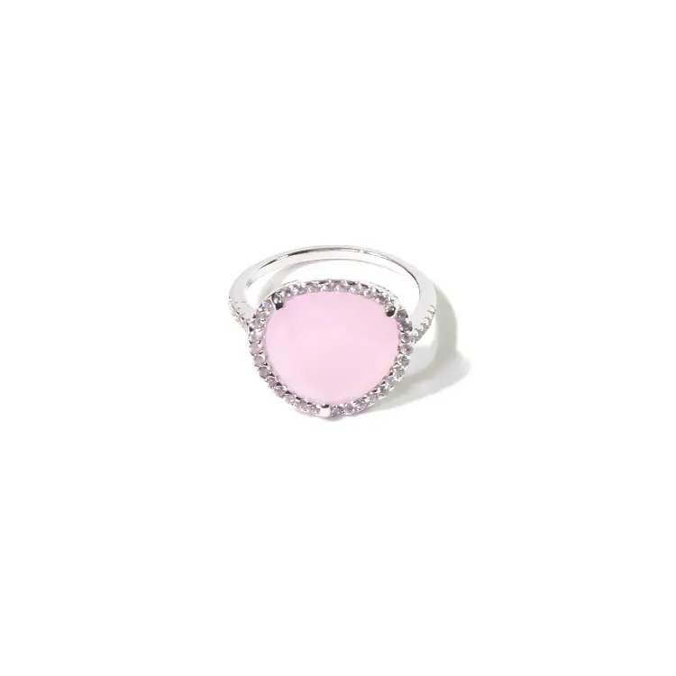 Colored Stone Exquisite 8-color Crystal Triangle Round Diamond Copper Micro-inlaid Ring