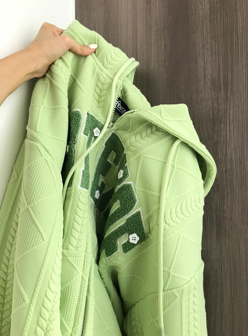 Title 4, Milk Green Art Raw Waffle Hooded Sweater, Loose...