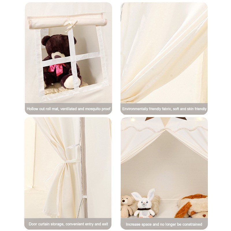 Large Canvas Kids Teepee Star Childrens Play Tent InOutdoor House UK — image 2