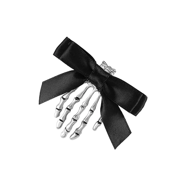 Skeleton Claw Ghost Hand Bow Hair Clip Black - Shop at LoveMi